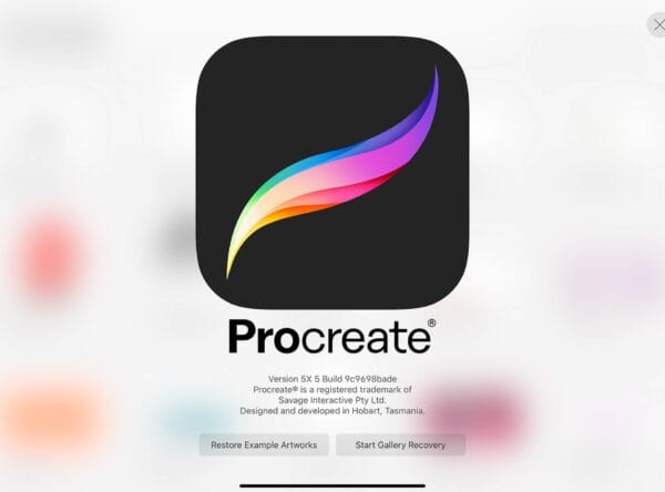 Procreate splash page screenshot