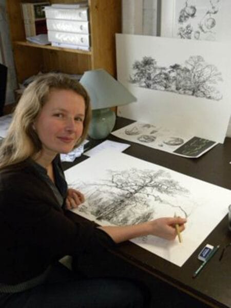 Dr Sarah Simblet at her drawing boasrd