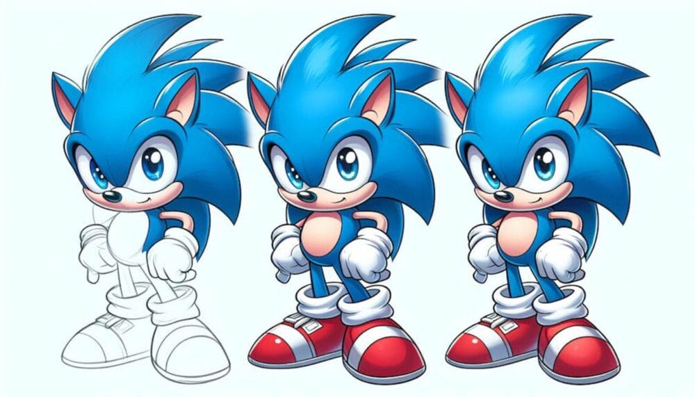 Learn to draw Sonic the Hedgehog in three steps